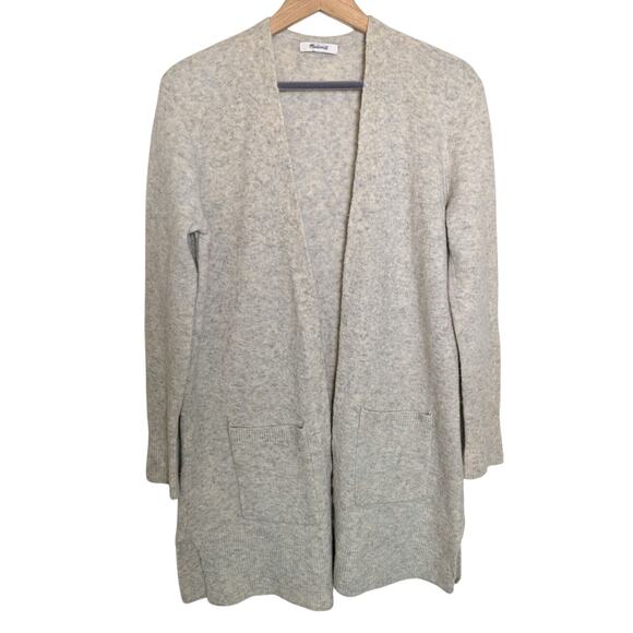Madewell Alpaca Merino Wool Blend Beige Heather Gray Cardigan Sweater Women XS - Picture 1 of 11